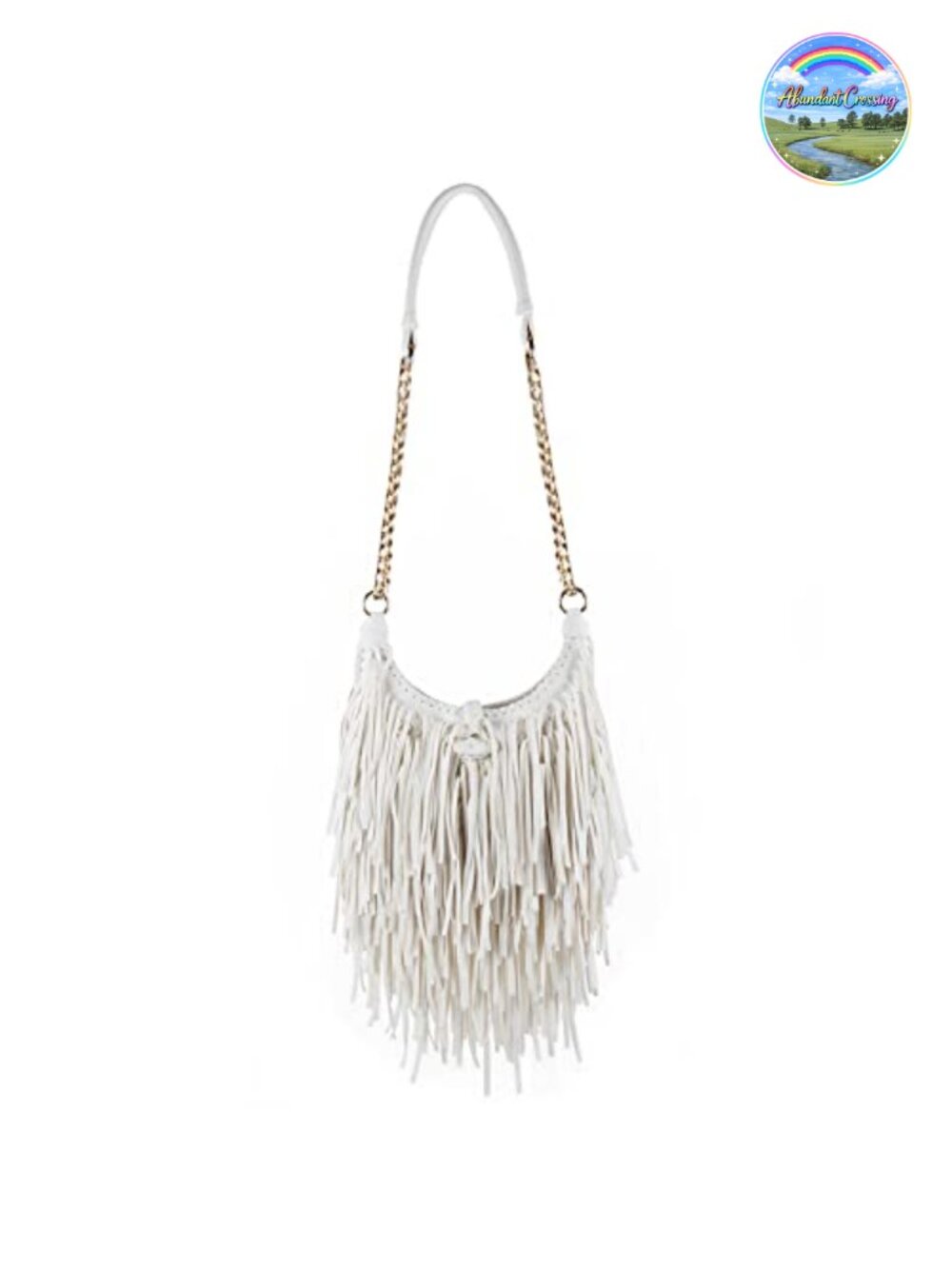 Faux Suede Crossbody Bag with Fringed Tassel and Adjustable Chain Strap